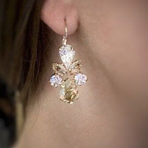 opal sparkling clear crystal long earrings, bridesmaid gift